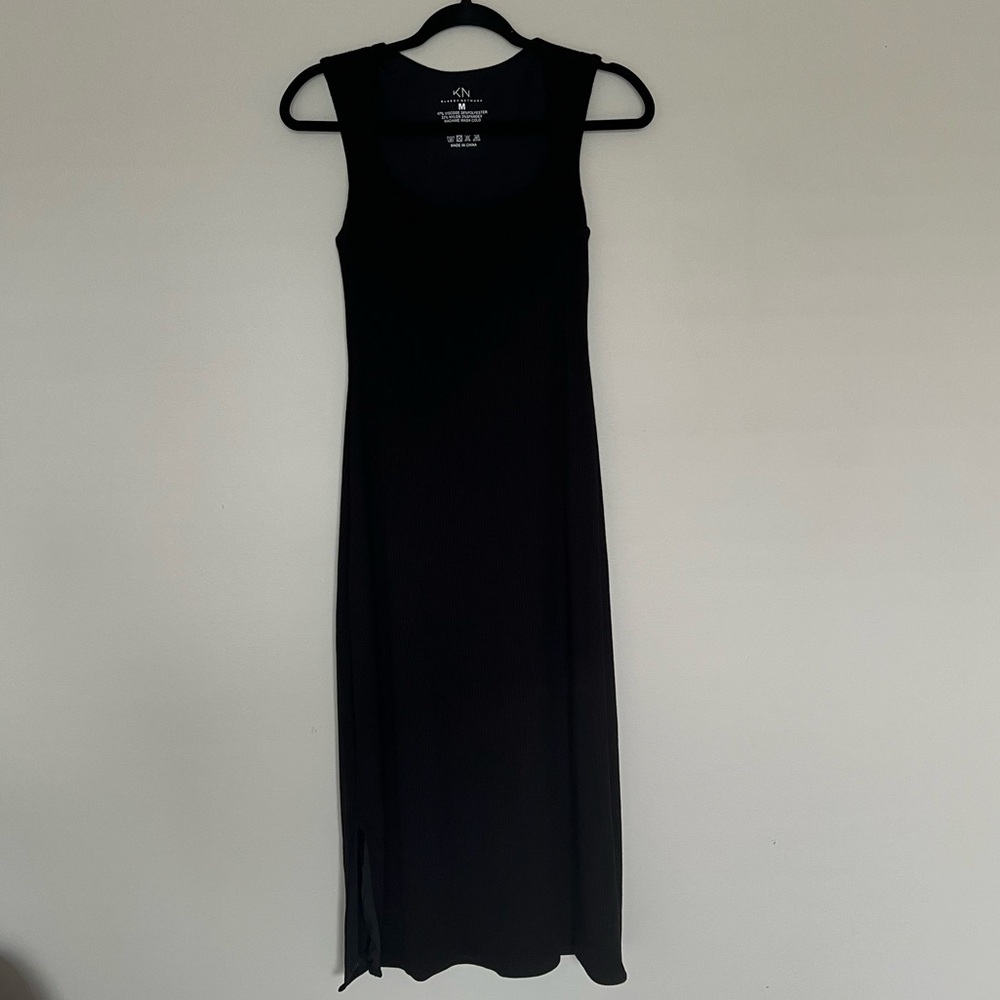 Klassy Network Ribbed Square Neck MIDI Dress - Picture 2 of 9